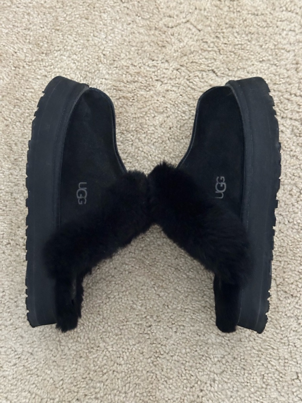 UGG Disquette Suede Slippers Size 9 in Black VGUC - Picture 6 of 11